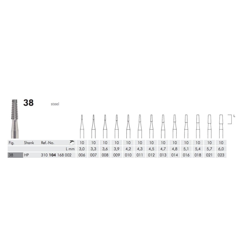 FRESE ACCIAIO CONO 38 MEISINGER 10PZ