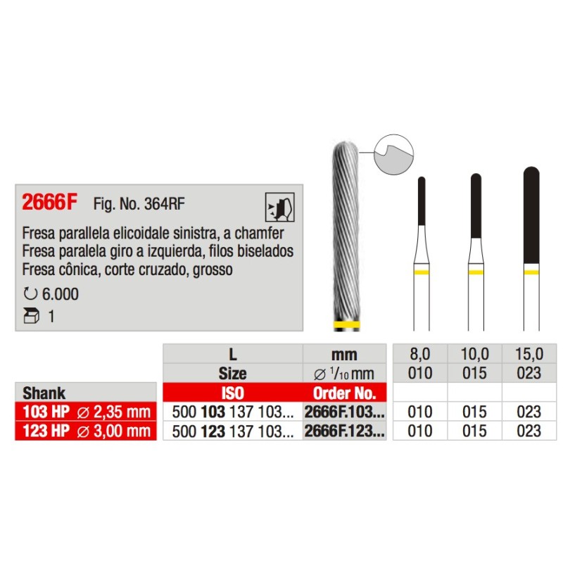 FRESA ELICOIDALE SX CHAMFER 2666F EDENTA
