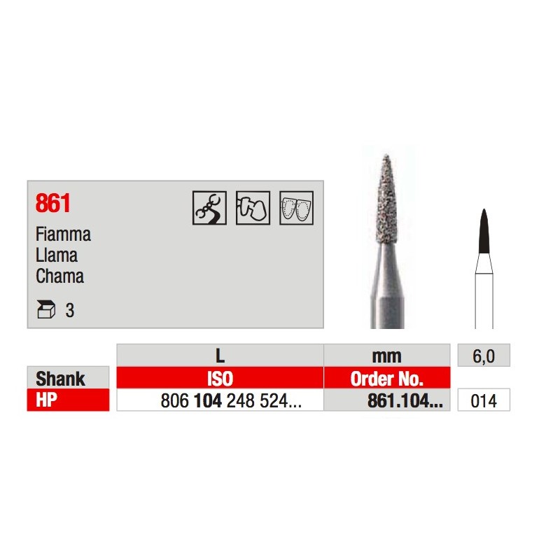 861.014 FIAMMA DIAMANTATA HP 3PZ EDENTA