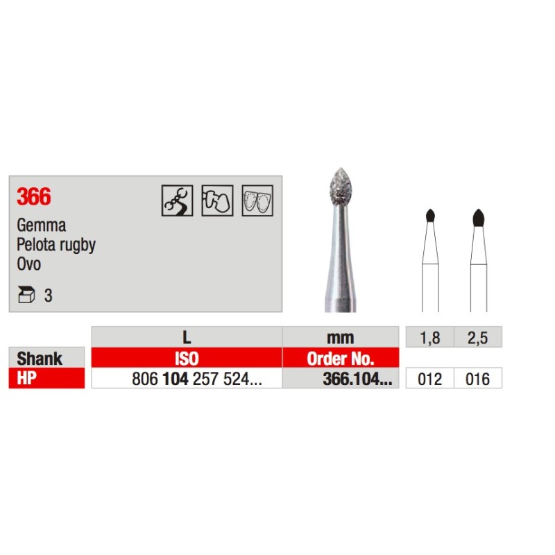 366 RUGBY DIAMANTATA HP 3PZ EDENTA