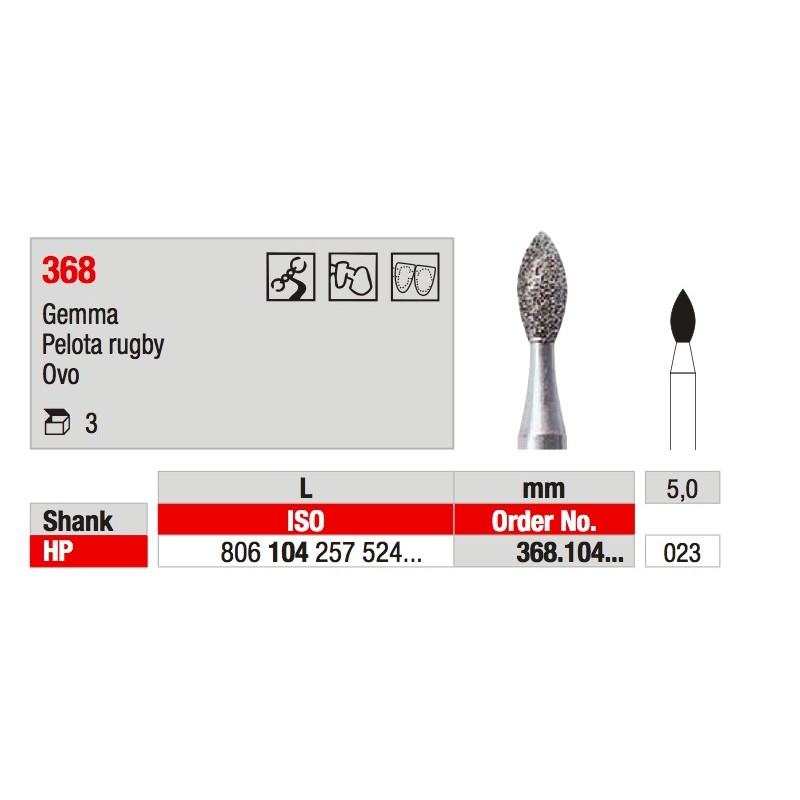 368.023 RUGBY DIAMANTATA HP 3PZ EDENTA