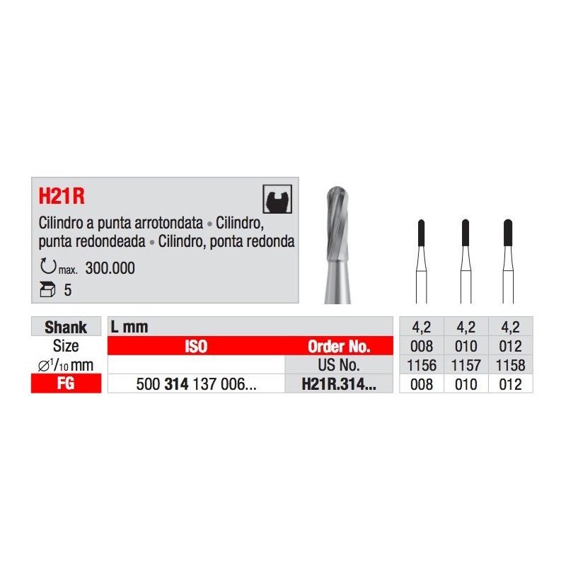 H21R FG TUNGSTENO EDENTA 5PZ