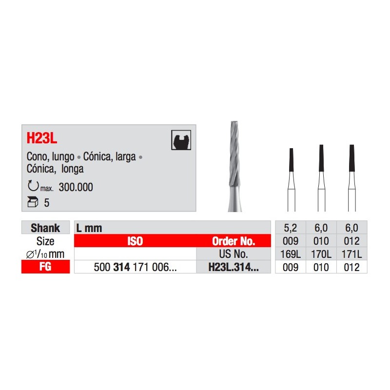 H23L FG TUNGSTENO EDENTA 5PZ