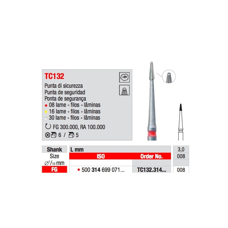 TC132 FG TUNGSTENO EDENTA 5PZ
