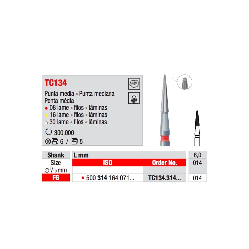 TC134 FG TUNGSTENO EDENTA 5PZ