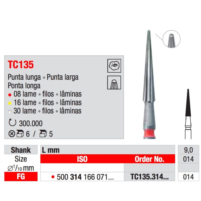 TC135.014 FG TUNGSTENO EDENTA 5PZ