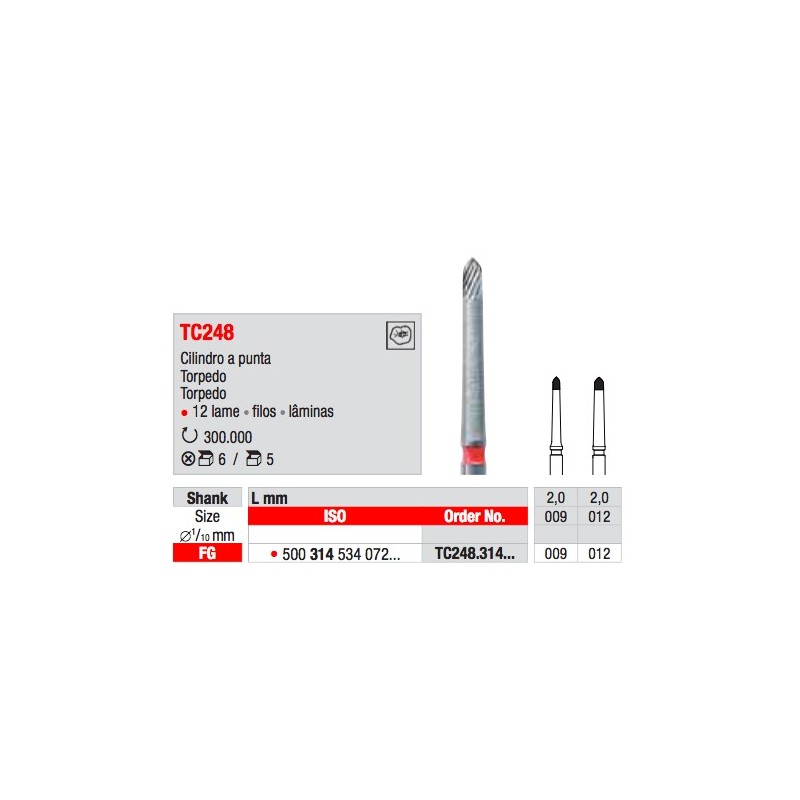 TC284 FG TUNGSTENO EDENTA 5PZ