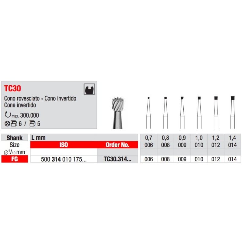 TC30 FG TUNGSTENO EDENTA 5PZ
