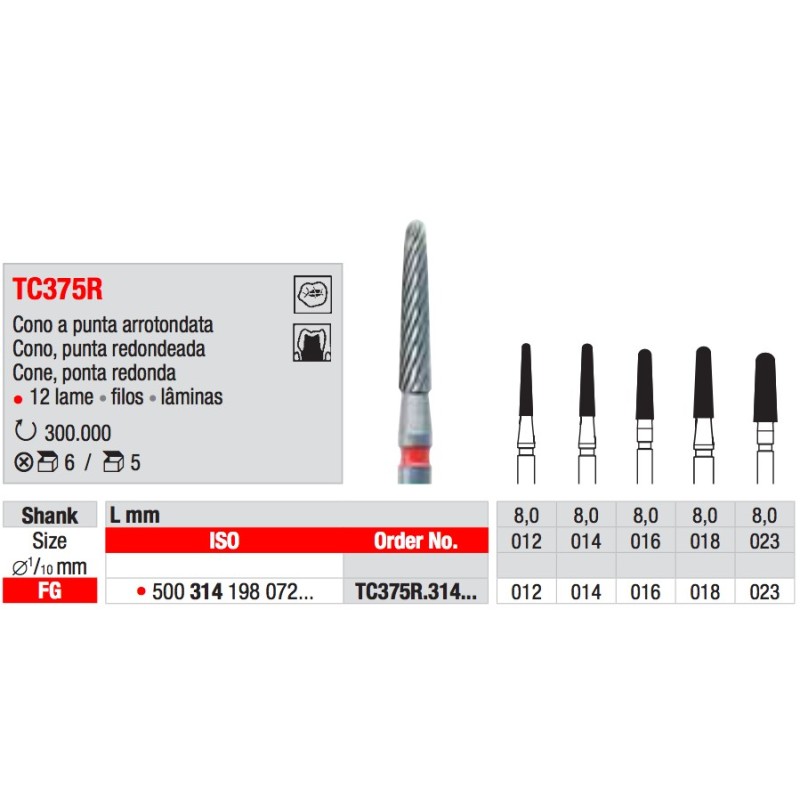 TC375R FG TUNGSTENO EDENTA 5PZ