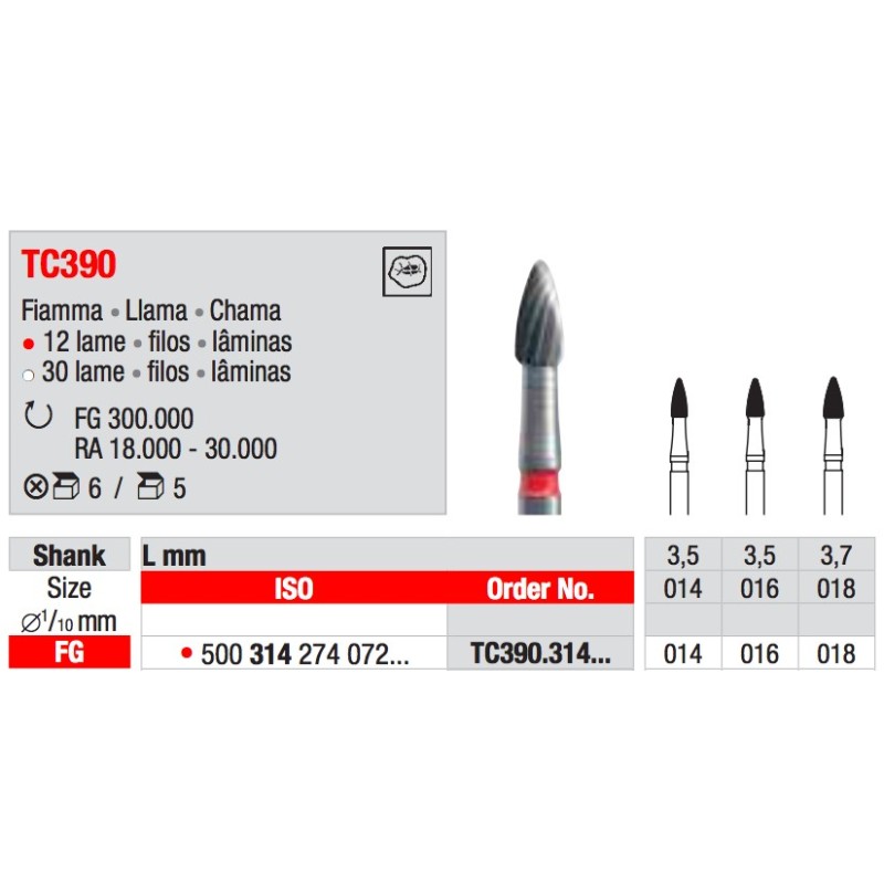 TC390 FG TUNGSTENO EDENTA 5PZ