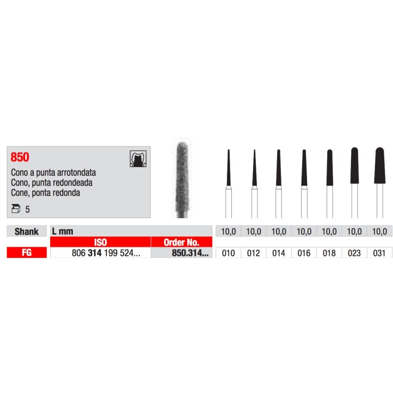 850 FG DIAMANTATA EDENTA 5PZ